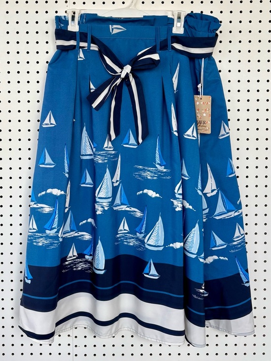 Her Destiny Dresses & Skirts - NWT Her Destiny Nautical Sailboat Print Midi Skirt in Blue XL